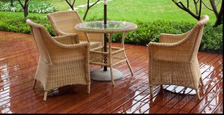 finished wood deck with glossy boards and outdoor railings